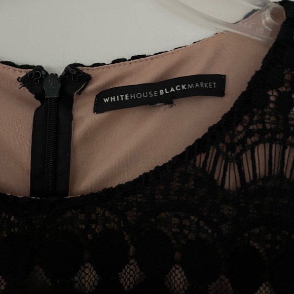 White House Black Market Black Midi Lace Sheath Dress Size 10 12 - Picture 6 of 16